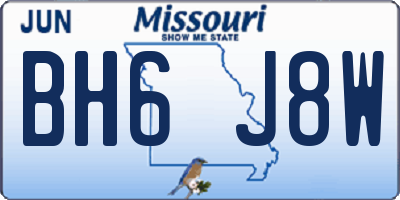 MO license plate BH6J8W