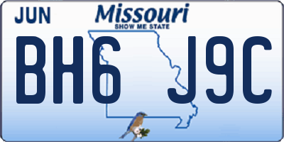 MO license plate BH6J9C
