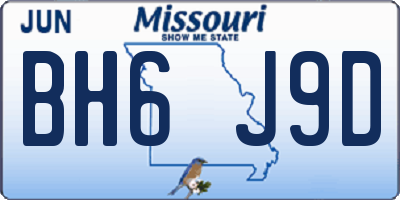 MO license plate BH6J9D