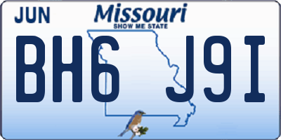 MO license plate BH6J9I