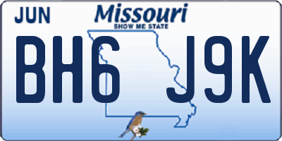 MO license plate BH6J9K