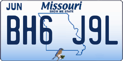 MO license plate BH6J9L