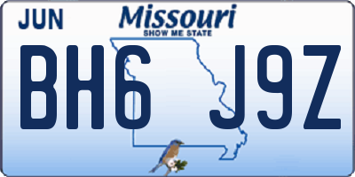 MO license plate BH6J9Z