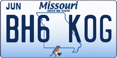 MO license plate BH6K0G