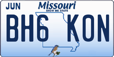 MO license plate BH6K0N