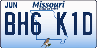 MO license plate BH6K1D