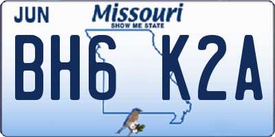 MO license plate BH6K2A