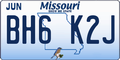 MO license plate BH6K2J
