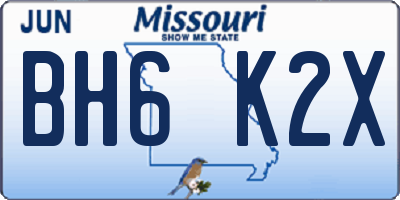 MO license plate BH6K2X