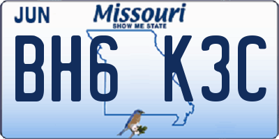 MO license plate BH6K3C