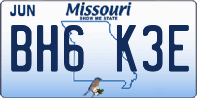 MO license plate BH6K3E