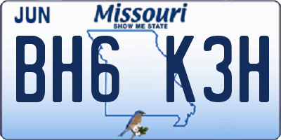 MO license plate BH6K3H