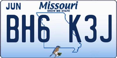 MO license plate BH6K3J