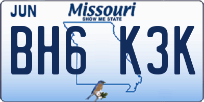 MO license plate BH6K3K