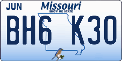 MO license plate BH6K3O