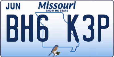 MO license plate BH6K3P