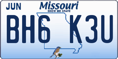 MO license plate BH6K3U