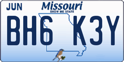 MO license plate BH6K3Y