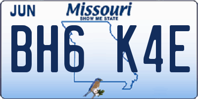 MO license plate BH6K4E