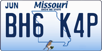 MO license plate BH6K4P