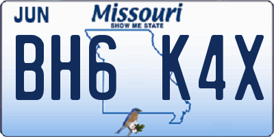 MO license plate BH6K4X