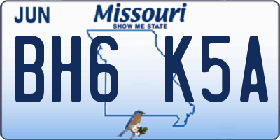 MO license plate BH6K5A