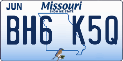 MO license plate BH6K5Q