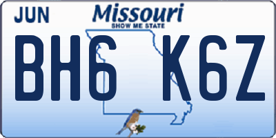 MO license plate BH6K6Z