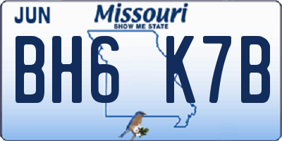 MO license plate BH6K7B