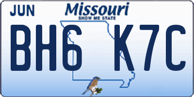 MO license plate BH6K7C