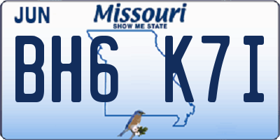 MO license plate BH6K7I