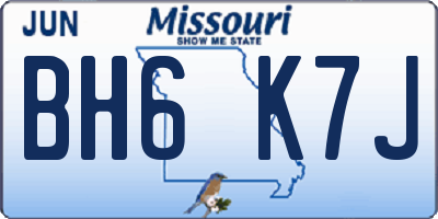 MO license plate BH6K7J