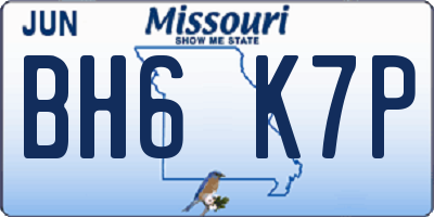 MO license plate BH6K7P