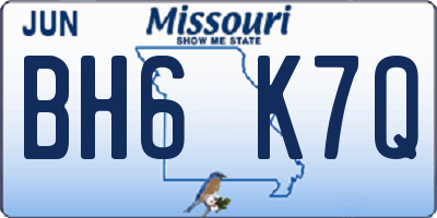 MO license plate BH6K7Q
