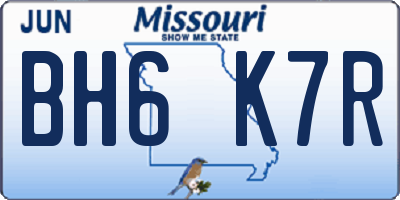 MO license plate BH6K7R