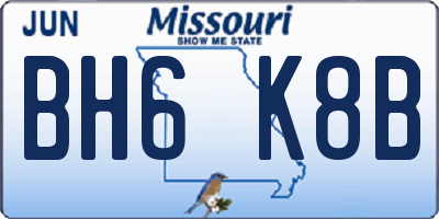 MO license plate BH6K8B