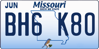 MO license plate BH6K8O