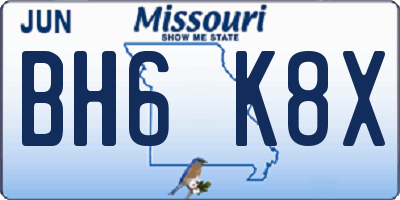 MO license plate BH6K8X