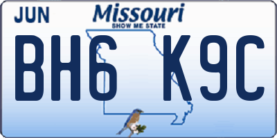 MO license plate BH6K9C