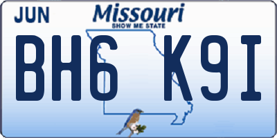 MO license plate BH6K9I