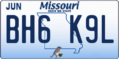 MO license plate BH6K9L