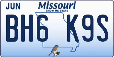 MO license plate BH6K9S
