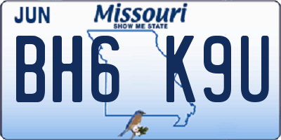 MO license plate BH6K9U