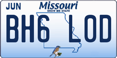 MO license plate BH6L0D