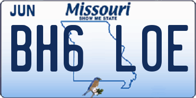 MO license plate BH6L0E