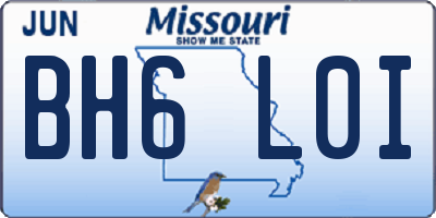 MO license plate BH6L0I