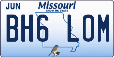 MO license plate BH6L0M