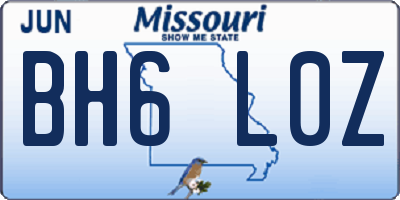 MO license plate BH6L0Z
