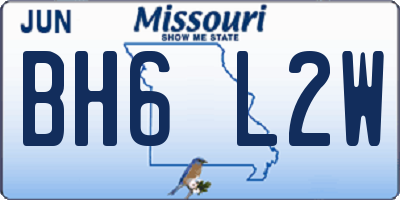 MO license plate BH6L2W