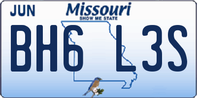 MO license plate BH6L3S